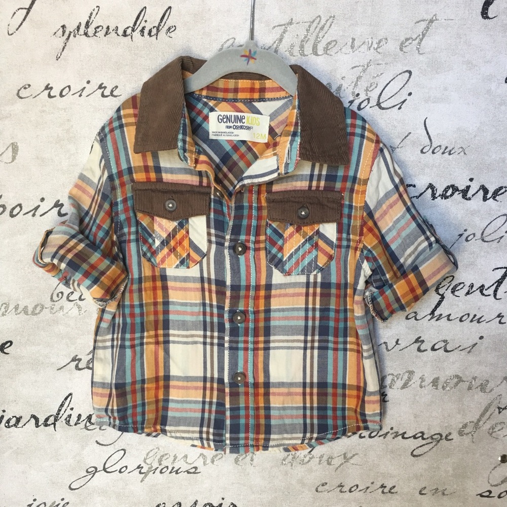 12 months button up shirt roll up roll down sleeve